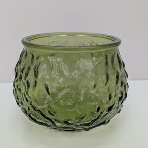 E.O. Brody 0010 Green 4 1/4" Crinkle Glass Bowl Vase Cleveland Ohio Vintage